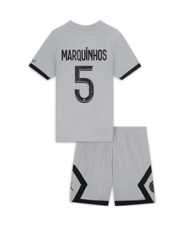Paris Saint-Germain Marquinhos #5 Auswärts Trikotsatz für Kinder 2022-23 Kurzarm (+ Kurze Hosen)